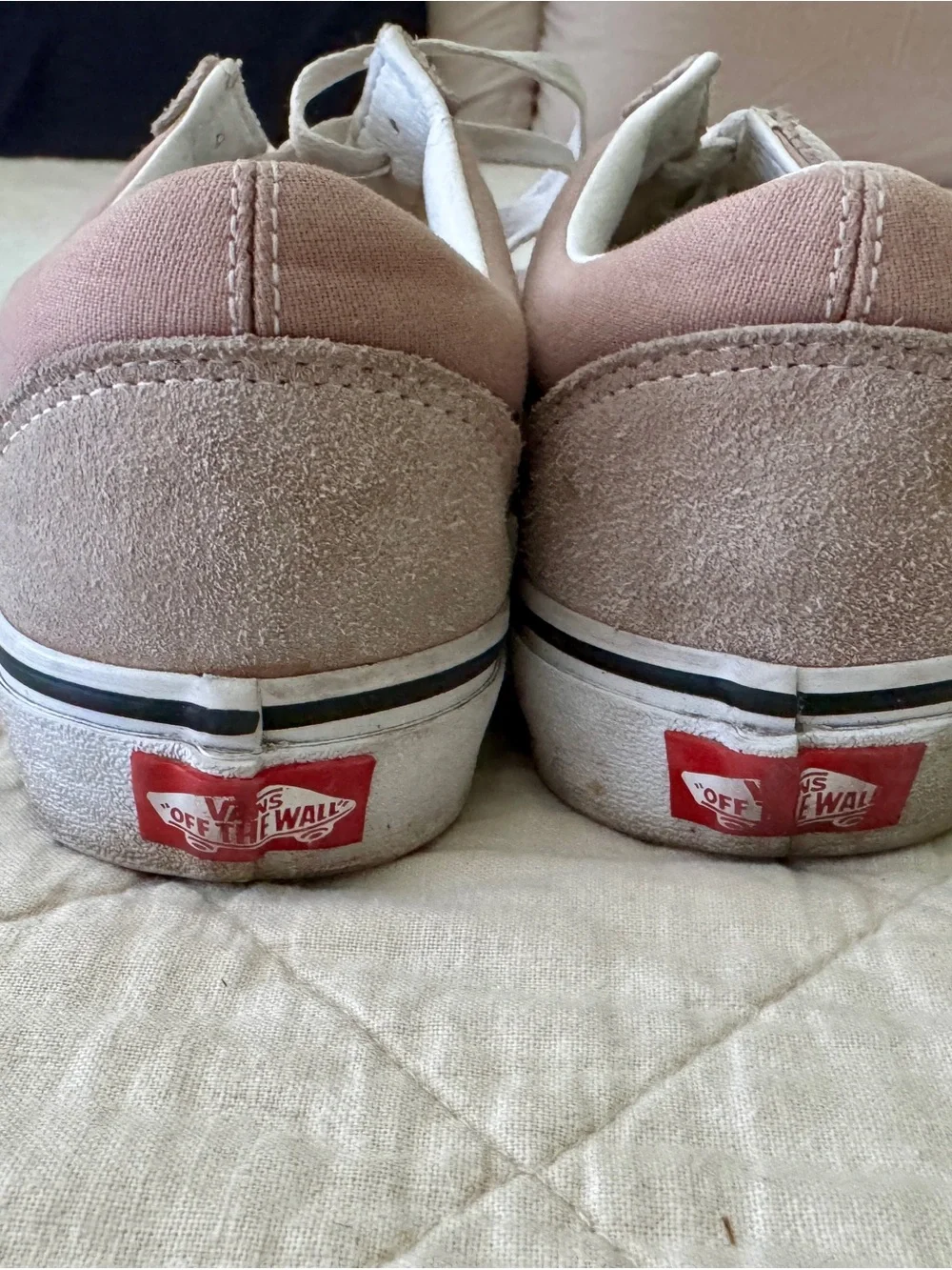 Vans Old Skool Pink and White Suede Canvas Sneakers